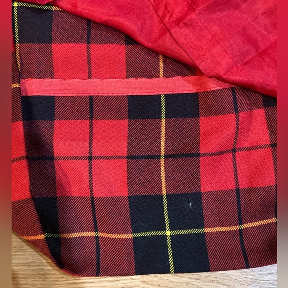 Lands End vintage Womens wool plaid midi skirt red and black with pockets size 8 - Picture 5 of 5